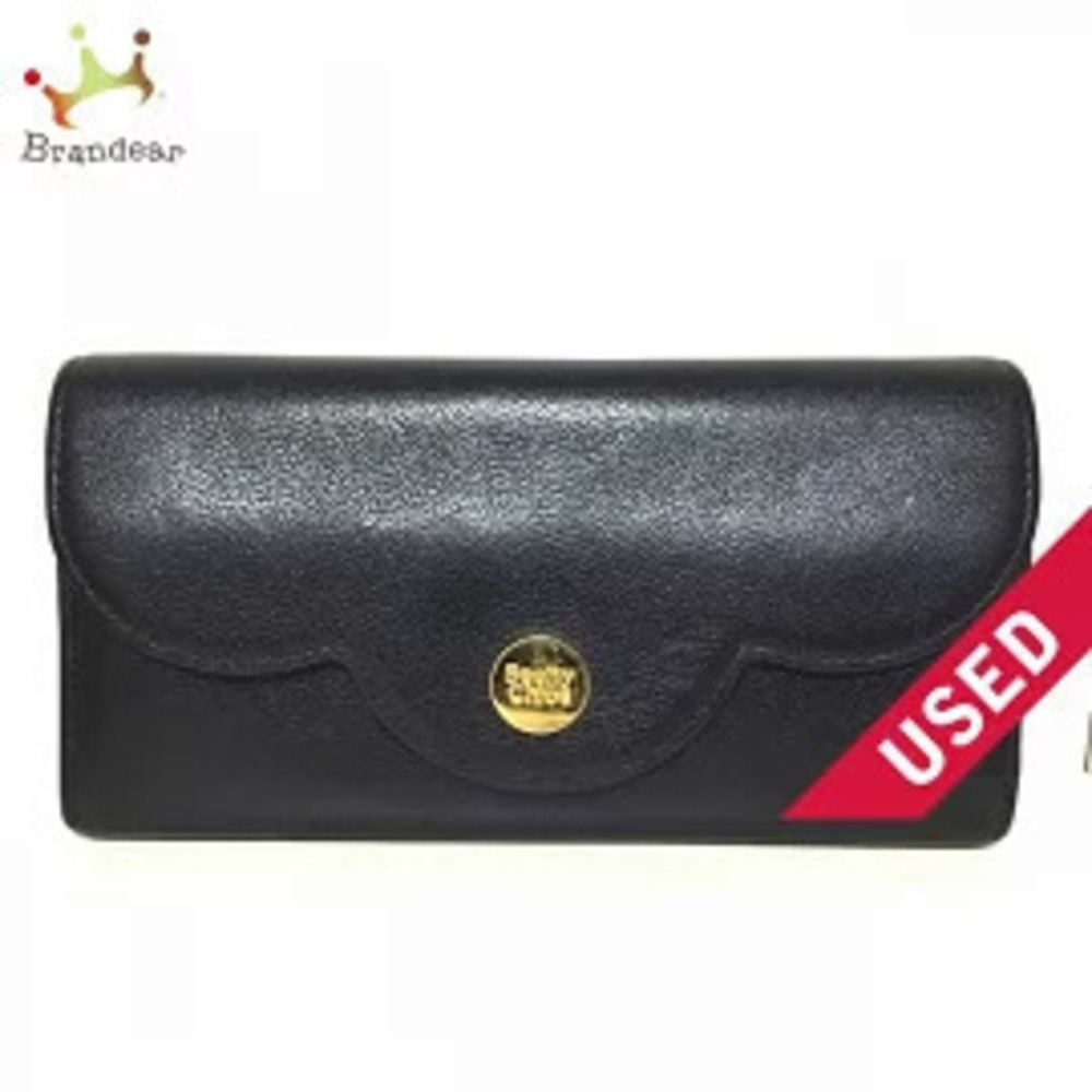 Chloe Long Wallet Black x Gold Leather